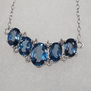 7.25 cttw NWOT London Blue Topaz & White Sapphire Necklace